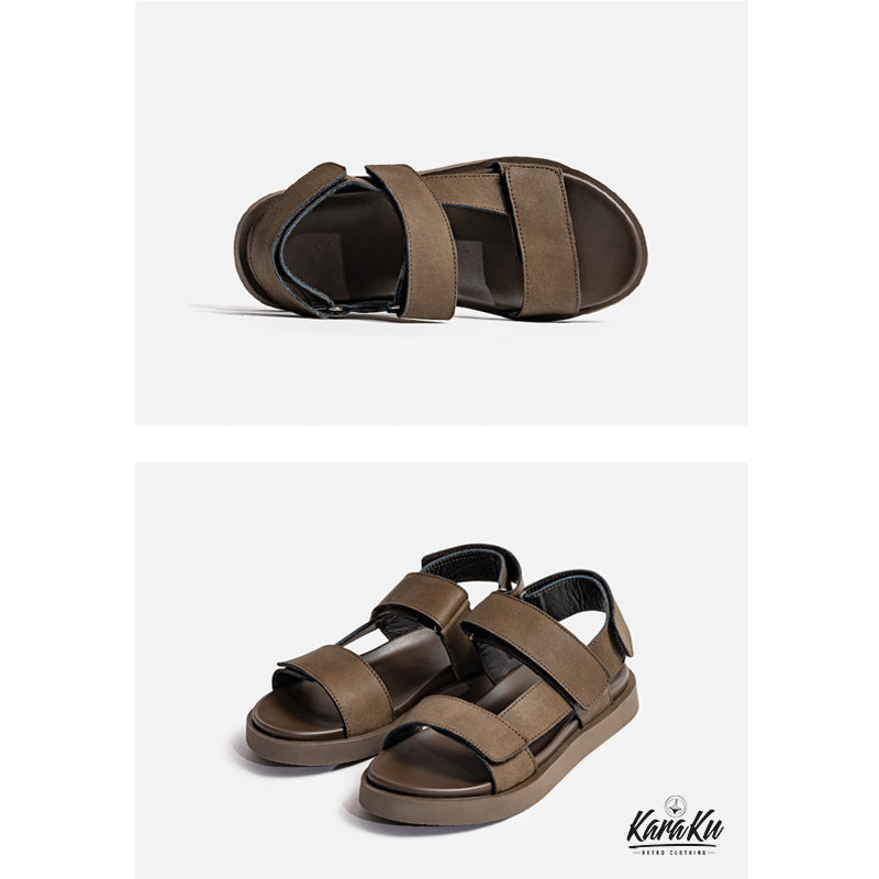 Cow Leather Velcro Sandals
