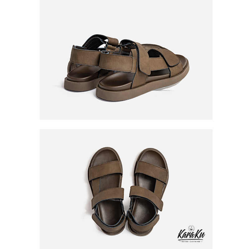 Cow Leather Velcro Sandals