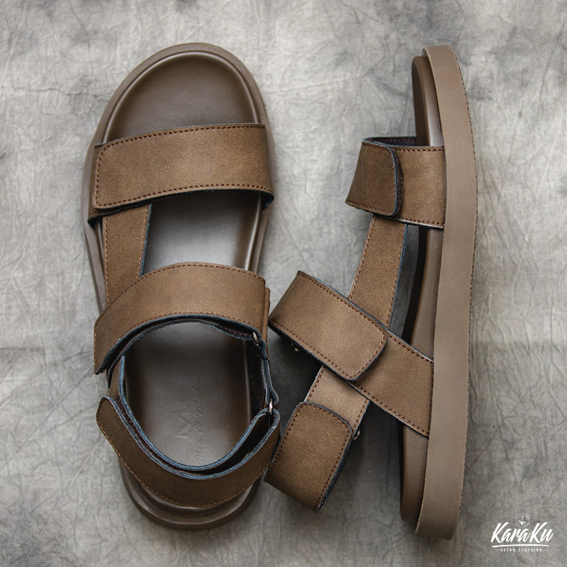 Cow Leather Velcro Sandals