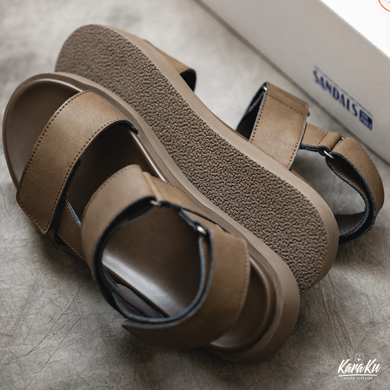 Cow Leather Velcro Sandals