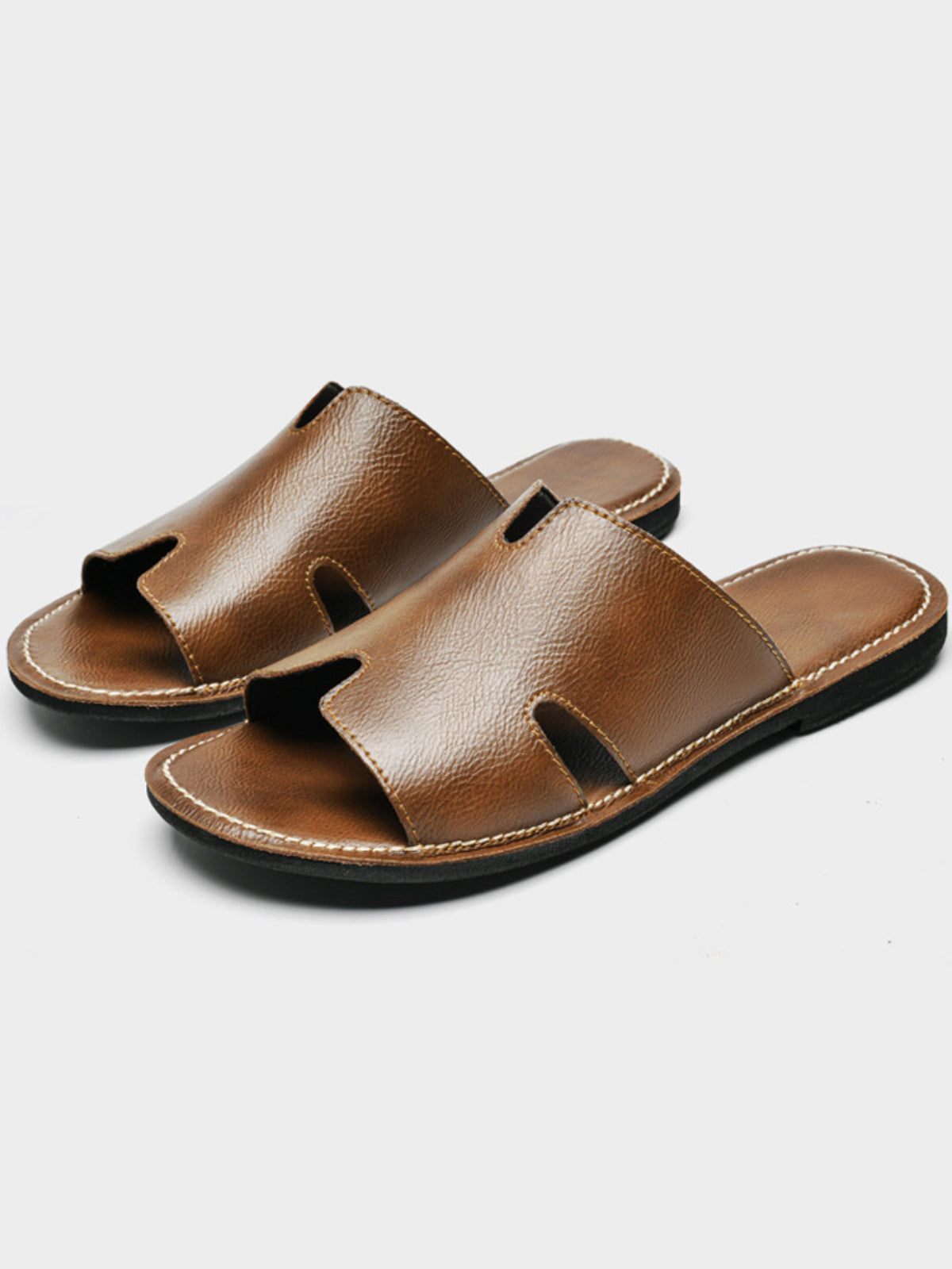 Fashion Leather Slip-On Sandals