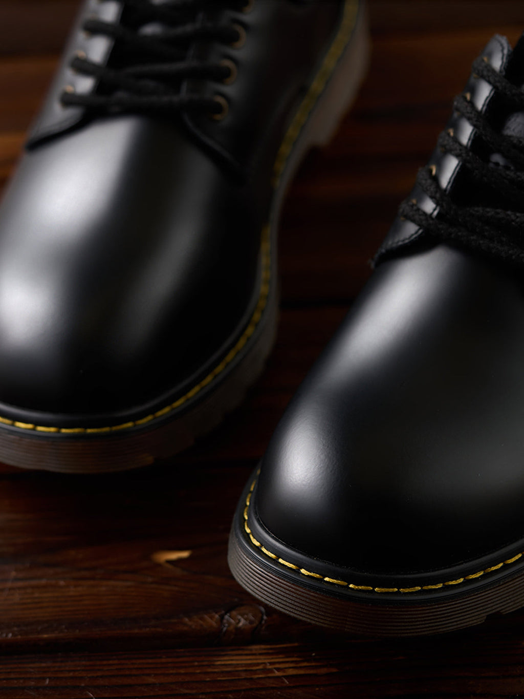 Black Genuine Leather Work Shoes