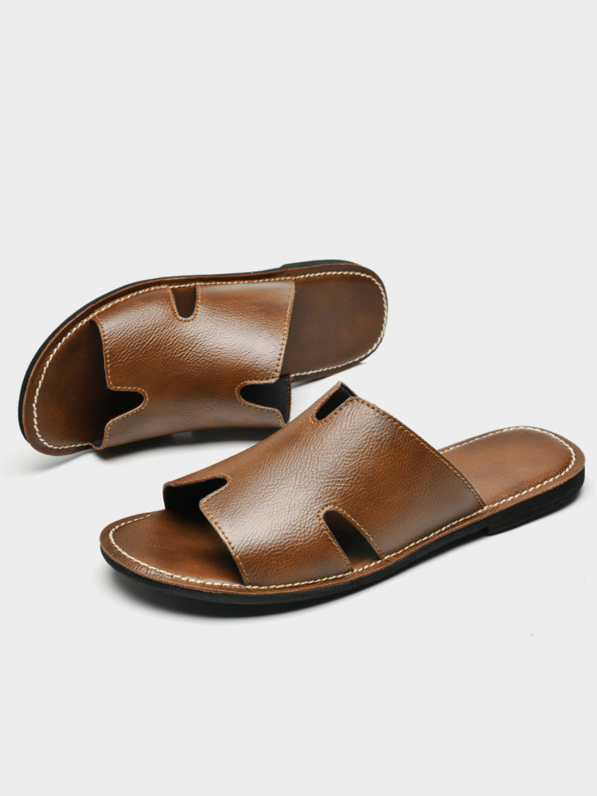 Fashion Leather Slip-On Sandals