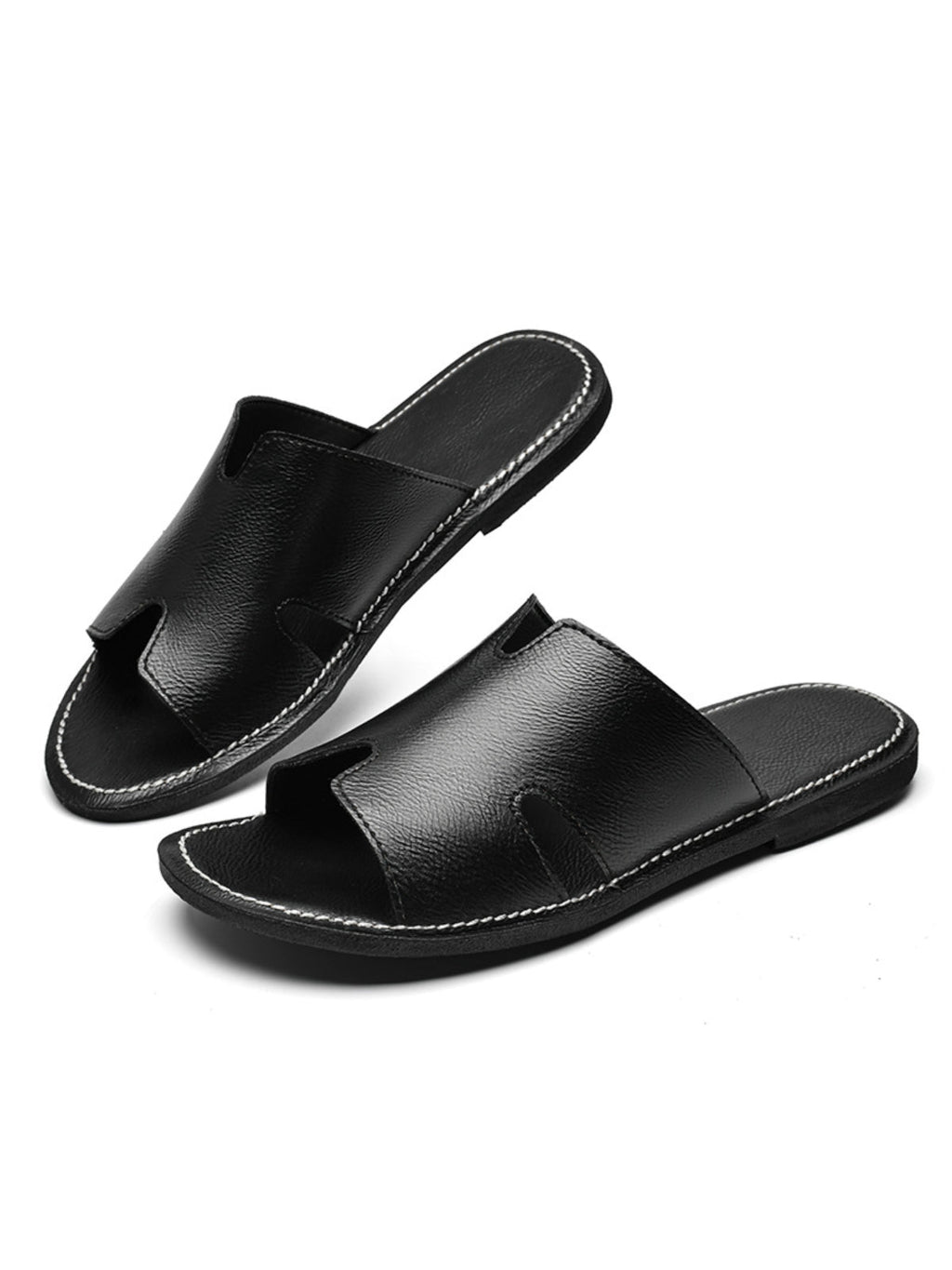 Fashion Leather Slip-On Sandals