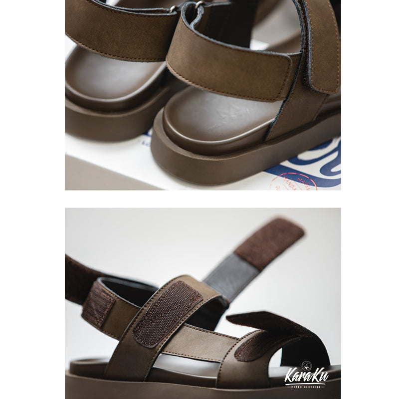 Cow Leather Velcro Sandals