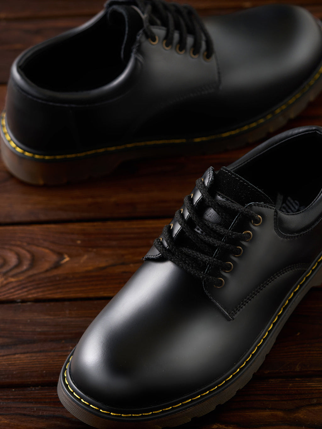 Black Genuine Leather Work Shoes