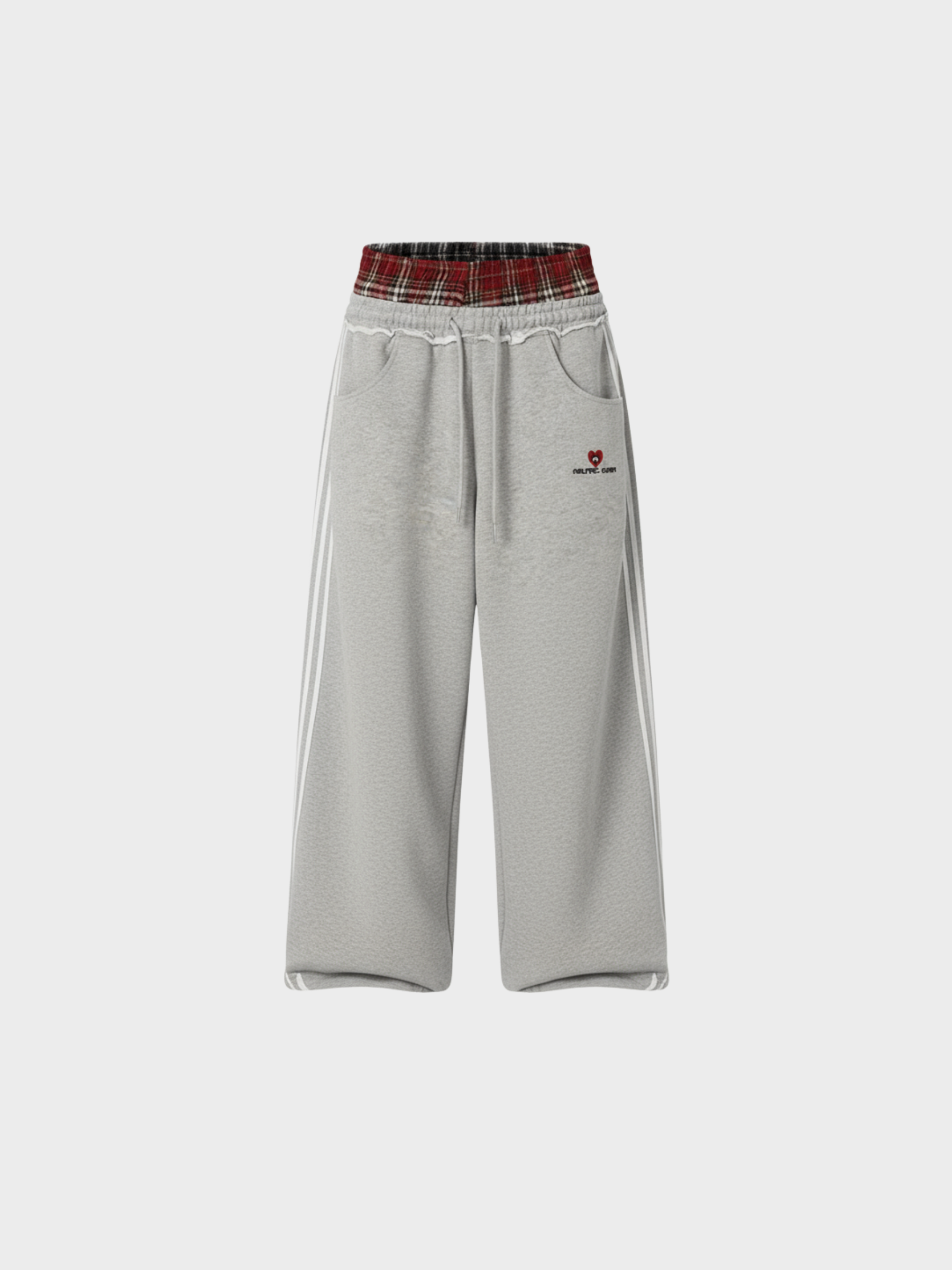 Amalfi Plaid Layer Wide-Leg Sweatpants