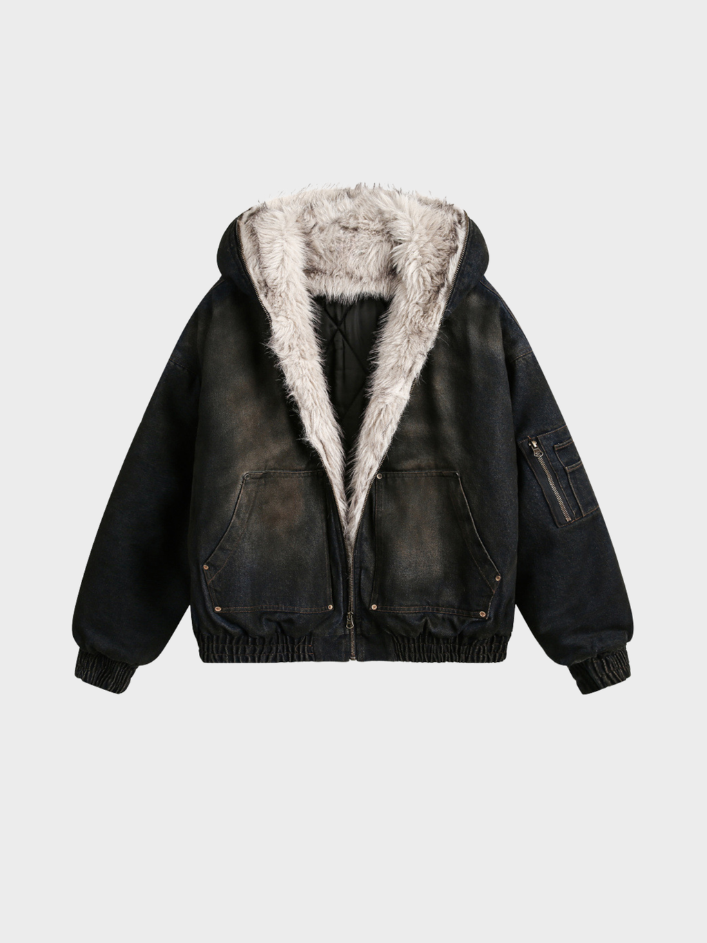 Frosted Relic Fur-Lined Denim Jacket