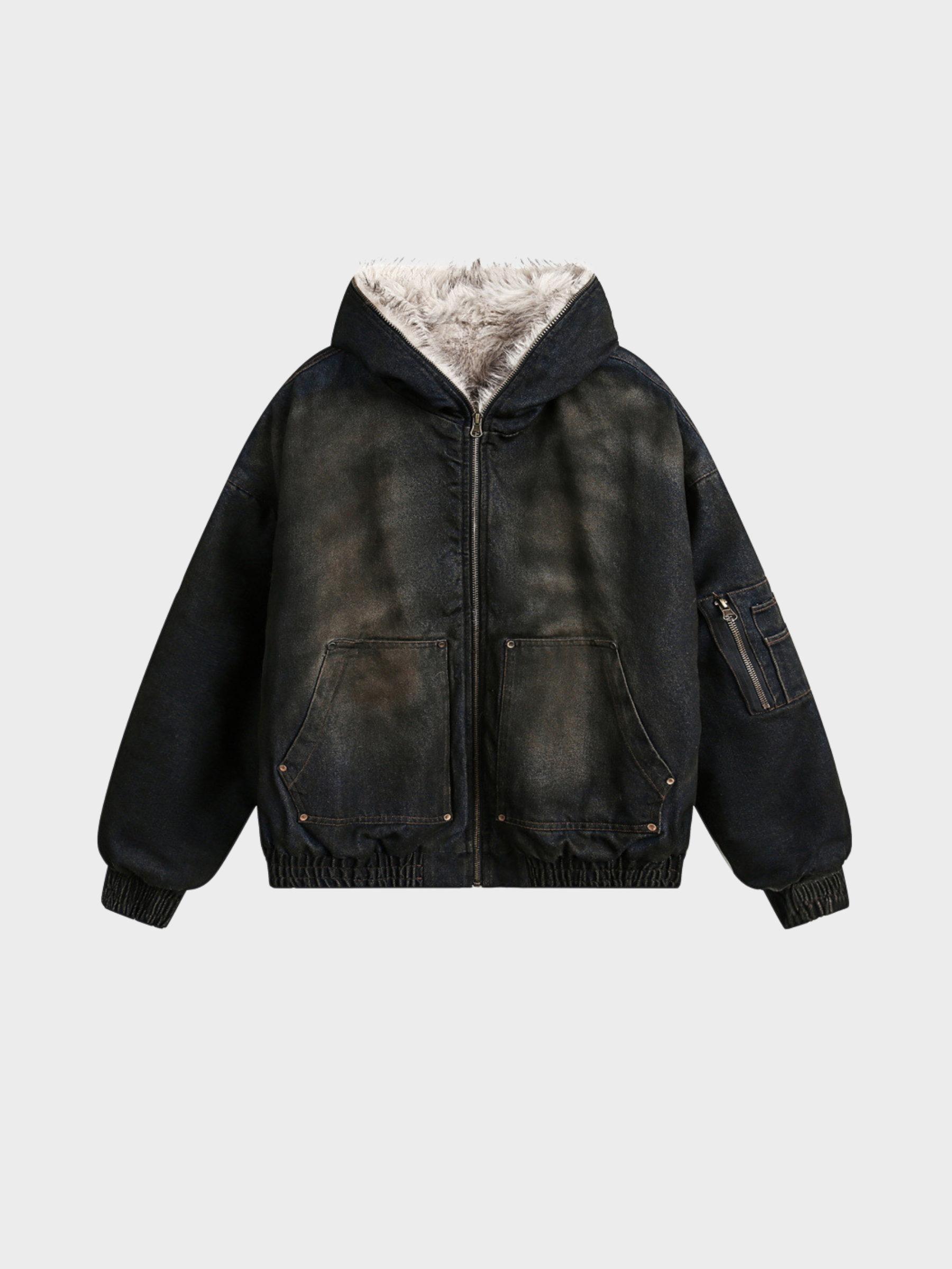 Frosted Relic Fur-Lined Denim Jacket