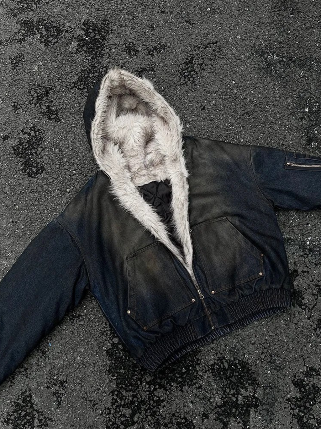 Frosted Relic Fur-Lined Denim Jacket