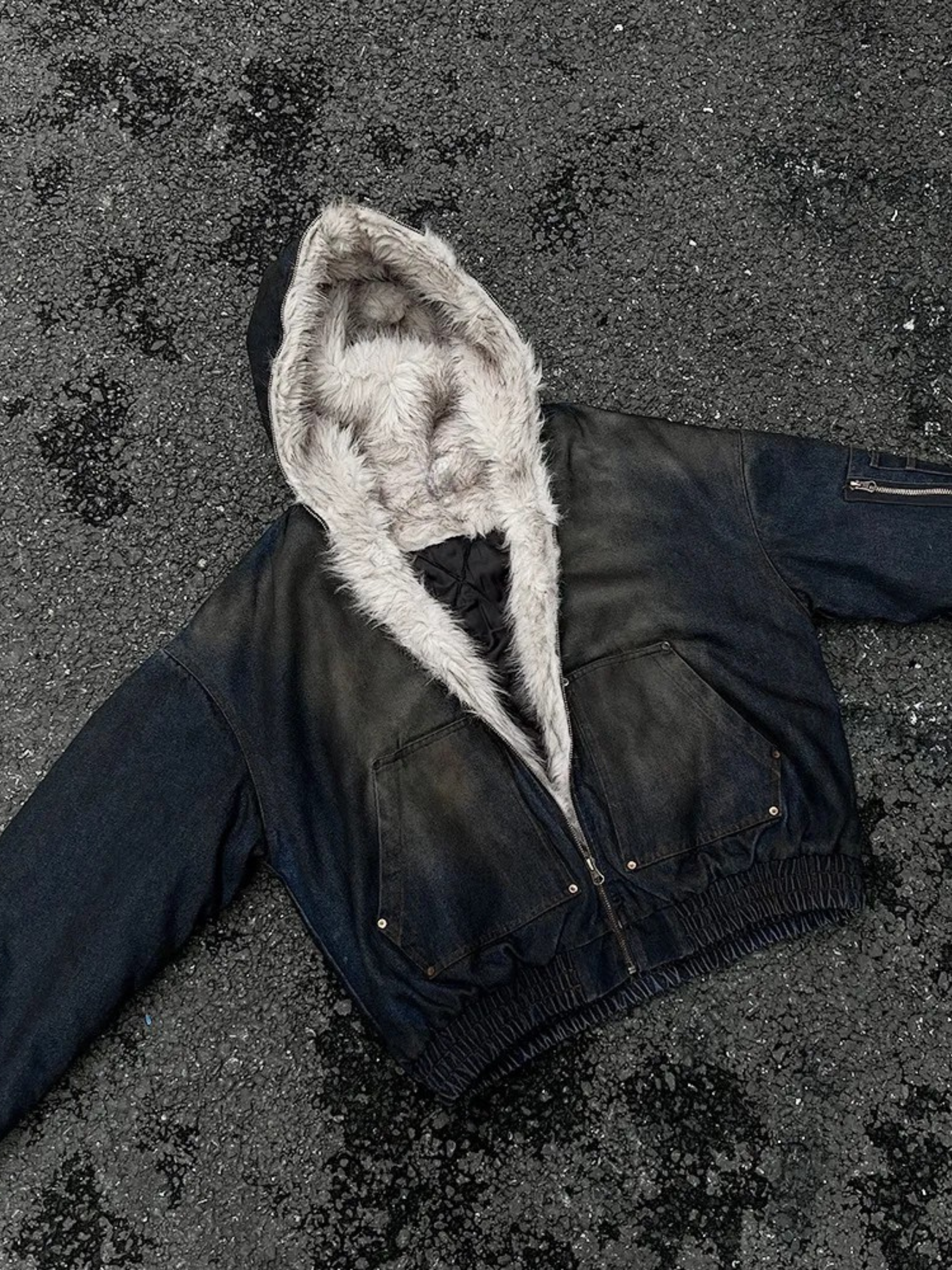 Frosted Relic Fur-Lined Denim Jacket