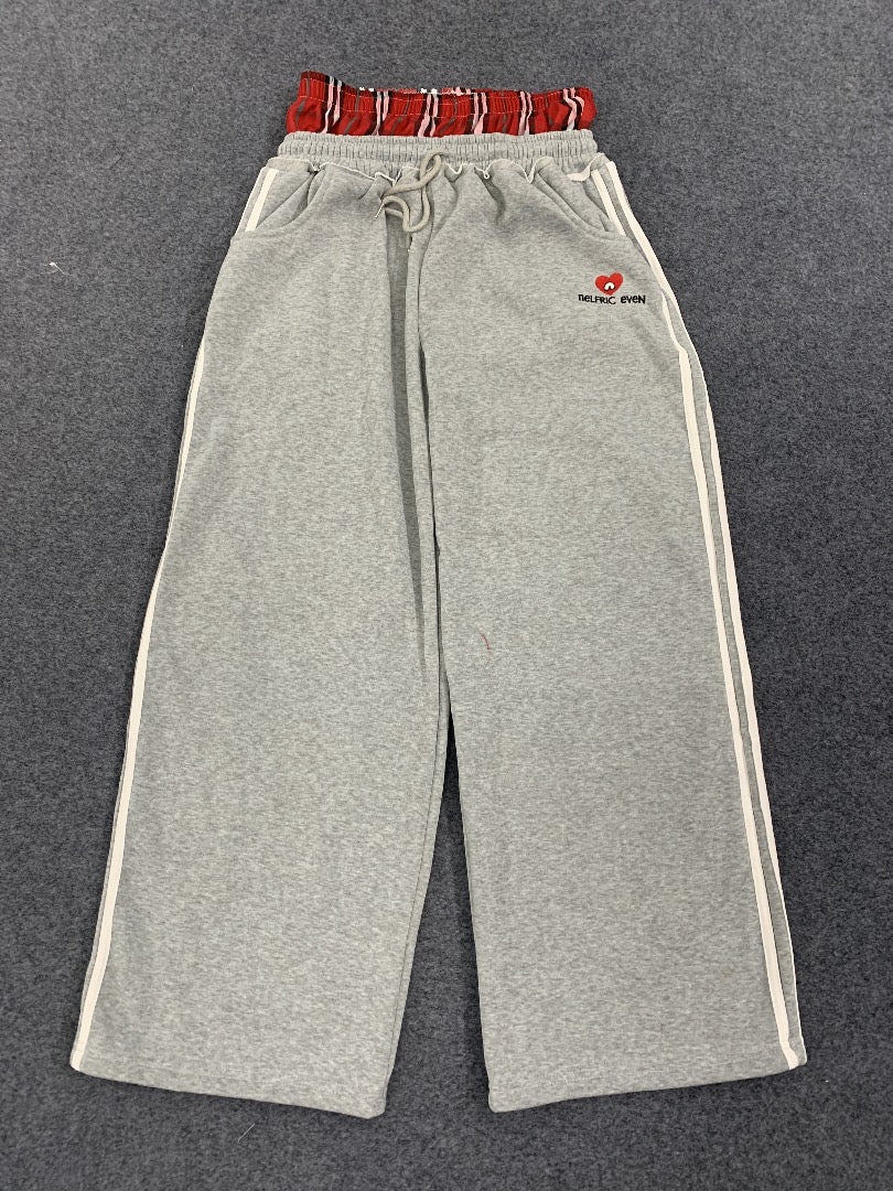 Amalfi Plaid Layer Wide-Leg Sweatpants