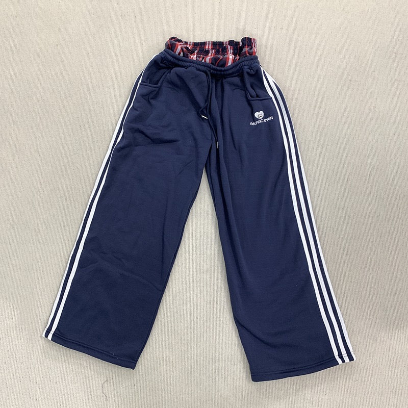 Amalfi Plaid Layer Wide-Leg Sweatpants